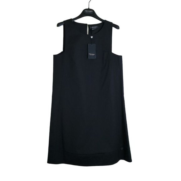 TWINSET Simona Barbieri Black Shift Dress Halter Top Spring Streetwear EU44/US8 - Picture 1 of 6